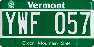 VT license plate YWF057