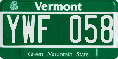 VT license plate YWF058