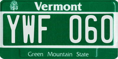 VT license plate YWF060
