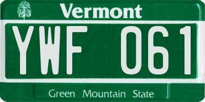 VT license plate YWF061