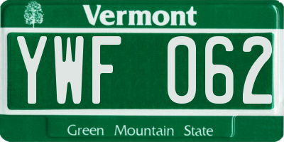 VT license plate YWF062