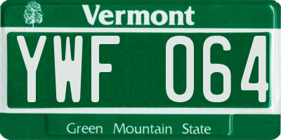 VT license plate YWF064