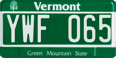 VT license plate YWF065
