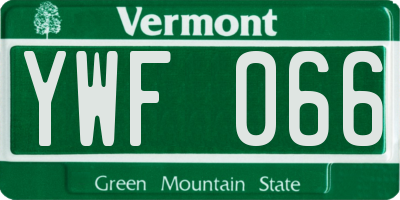 VT license plate YWF066