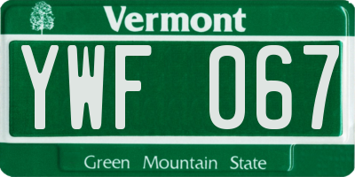 VT license plate YWF067