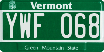 VT license plate YWF068