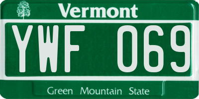 VT license plate YWF069