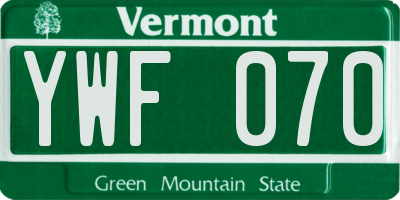 VT license plate YWF070