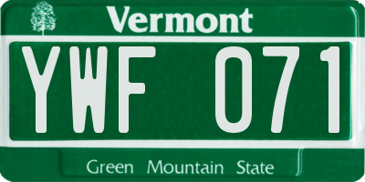 VT license plate YWF071