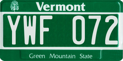 VT license plate YWF072