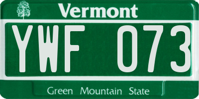 VT license plate YWF073