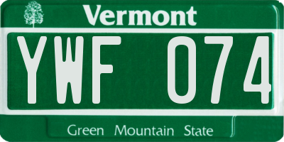VT license plate YWF074