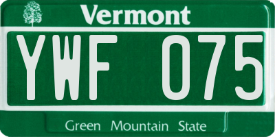 VT license plate YWF075