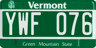 VT license plate YWF076
