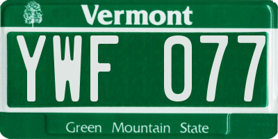 VT license plate YWF077