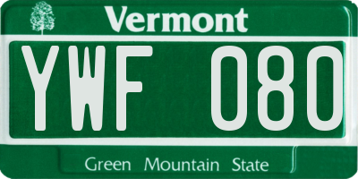 VT license plate YWF080