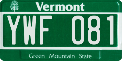 VT license plate YWF081