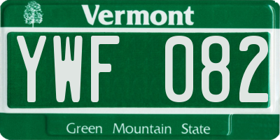 VT license plate YWF082
