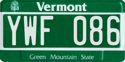 VT license plate YWF086