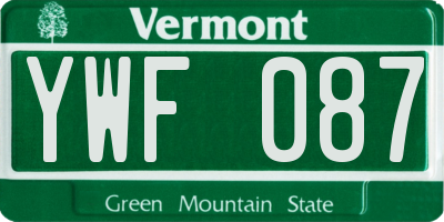 VT license plate YWF087