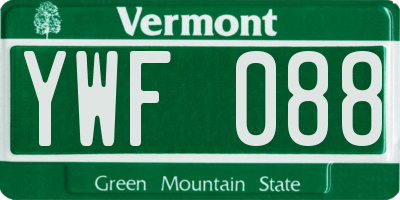 VT license plate YWF088