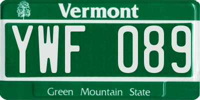 VT license plate YWF089