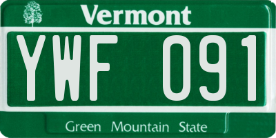 VT license plate YWF091
