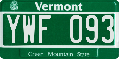 VT license plate YWF093