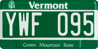 VT license plate YWF095