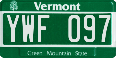 VT license plate YWF097