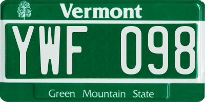 VT license plate YWF098