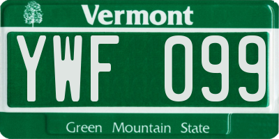 VT license plate YWF099