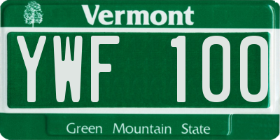 VT license plate YWF100
