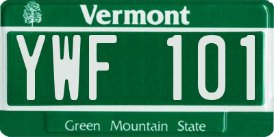 VT license plate YWF101