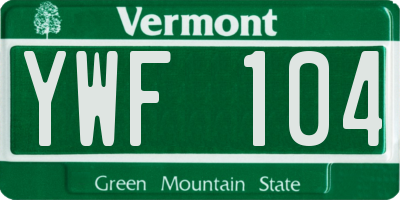 VT license plate YWF104