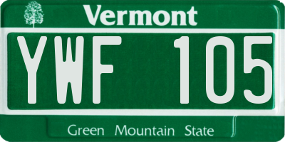 VT license plate YWF105