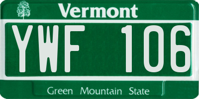 VT license plate YWF106