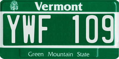 VT license plate YWF109