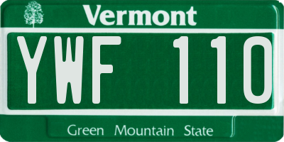VT license plate YWF110