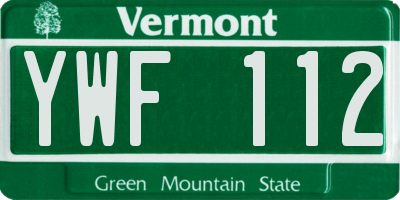 VT license plate YWF112