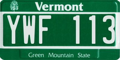 VT license plate YWF113