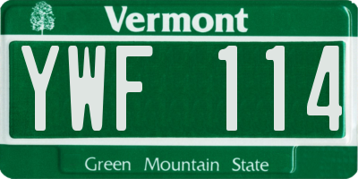 VT license plate YWF114