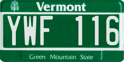 VT license plate YWF116