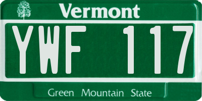 VT license plate YWF117