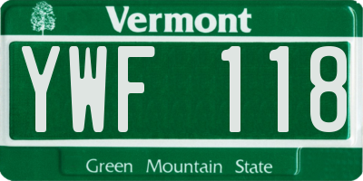 VT license plate YWF118