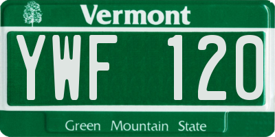 VT license plate YWF120