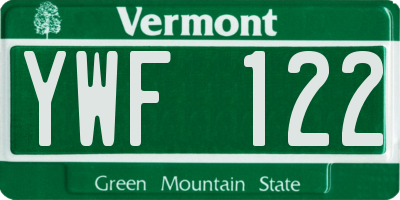 VT license plate YWF122