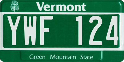VT license plate YWF124