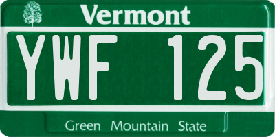 VT license plate YWF125