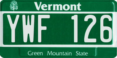 VT license plate YWF126